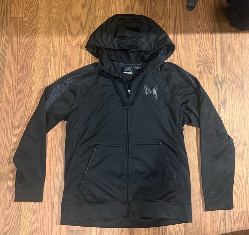 Tapout Black Full zip hoodie tonal graphics Size M